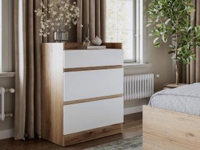 Комод 3 ящика Брауни (дуб делано/белый) в Назарово - nazarovo.mebel-nsk.ru | фото