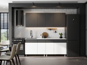 Кухонный гарнитур София (2,0м) (бланж/графит матовый) в Назарово - nazarovo.mebel-nsk.ru | фото