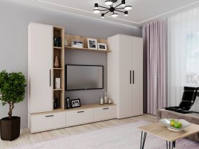 Модульная стенка Верона (сатин/дуб крафт серый) в Назарово - nazarovo.mebel-nsk.ru | фото