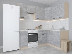 Модульная угловая кухня 1,4м*2,1м Лада (цемент) в Назарово - nazarovo.mebel-nsk.ru | фото