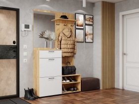 Прихожая Монтана (дуб крафт золотой/белый) в Назарово - nazarovo.mebel-nsk.ru | фото
