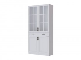 Шкаф-витрина Апполия гостиная (белый/белый дуб) в Назарово - nazarovo.mebel-nsk.ru | фото