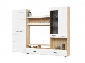 Стенка ГС-01 Либерти (дуб сонома/белый глянец) в Назарово - nazarovo.mebel-nsk.ru | фото