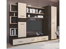 Стенка Верона (дуб венге/дуб молочный) в Назарово - nazarovo.mebel-nsk.ru | фото